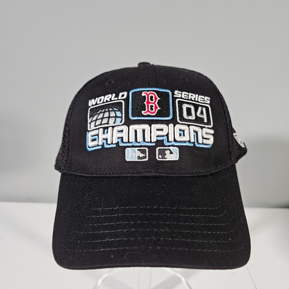 New Era Hat Boston Red Sox Mens OSFA Black 2004 World Series Champions Trucker